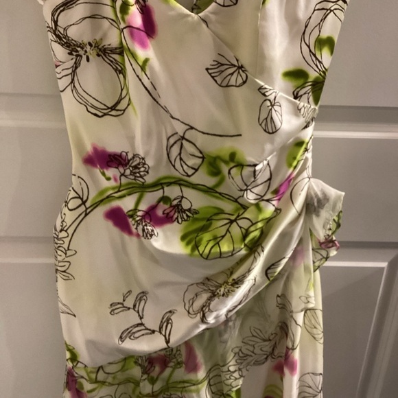 Mikael aghal romantic abstract garden silk cocktail flutter Sleeve Mini dress - Picture 9 of 14